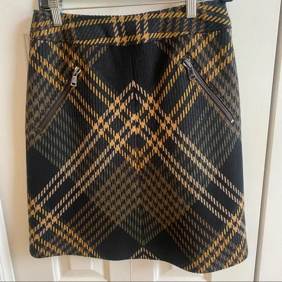 Etcetera Black and Tan argyle wool skirt sz 2 with zipper detail - Picture 1 of 5